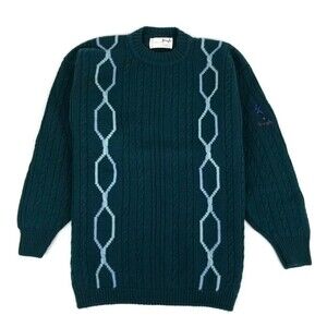 Pringle of Scotland Sports 100% Lambswool Knit Sweater Vintage Chain Link Crew